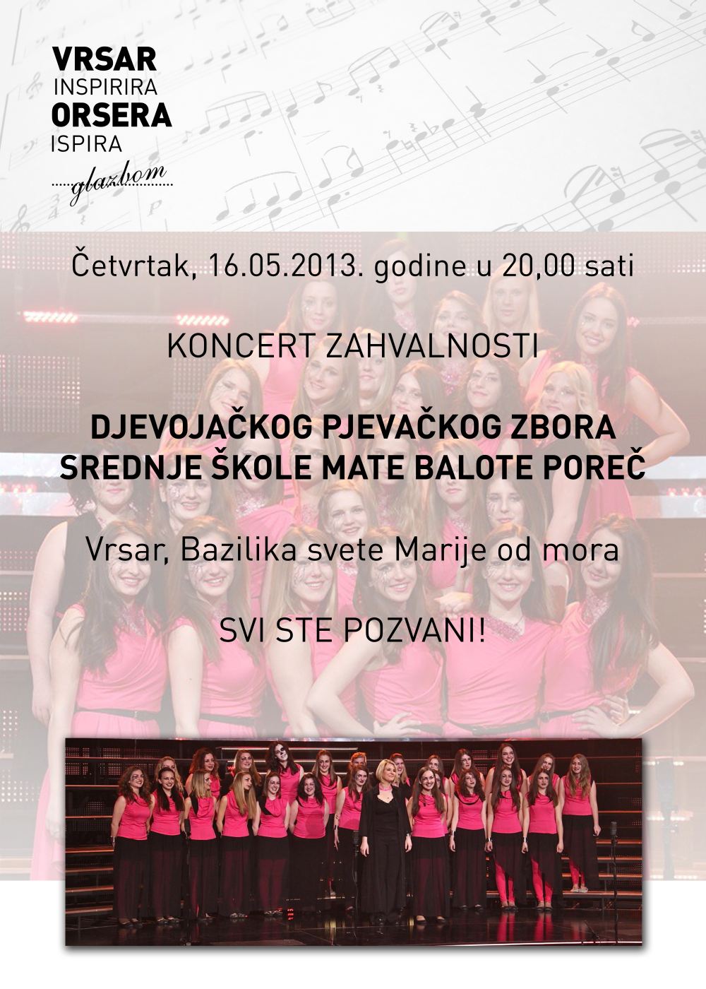 Najava: Koncert zahvalnosti Djevojačkog pjevačkog zbora srednje škole Mate Balote Poreč